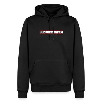 Ludwigshafen - Männer Premium Bio Hoodie - Schwarz - Vorne - Nico (187cm)