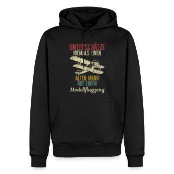 Airplane Tshirt Men's Helicopter Pilot Airplane - Men’s Premium Organic Hoodie - black - Front - Nico (187cm)