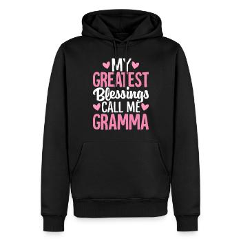 Mes plus grandes bénédictions Appelez-moi grand-mère drôle - Sweat à capuche Premium bio Homme - noir - Devant - Nico (187cm)