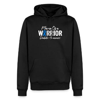 Mama eines Kriegers Blue Ribbon Jugenddiabetes - Männer Premium Bio Hoodie - Schwarz - Vorne - Nico (187cm)
