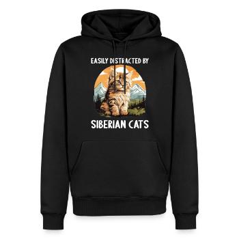 Chat Sibérien Sibirische Katze - Sweat à capuche Premium bio Homme - noir - Devant - Nico (187cm)