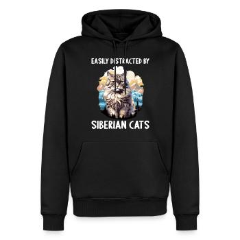 Chat Sibérien Sibirische Katze - Sweat à capuche Premium bio Homme - noir - Devant - Nico (187cm)