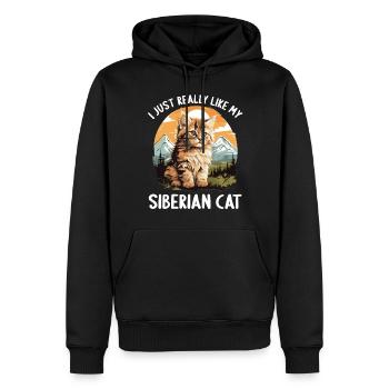 Chat Sibérien Sibirische Katze - Sweat à capuche Premium bio Homme - noir - Devant - Nico (187cm)