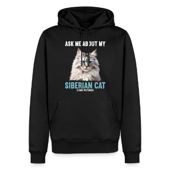 Chat Sibérien Sibirische Katze - Sweat à capuche Premium bio Homme - noir - Devant - Nico (187cm)