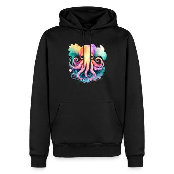 Underwater World Baby Octopus Fish in Watercolor - Männer Premium Bio Hoodie - Schwarz - Vorne - Nico (187cm)