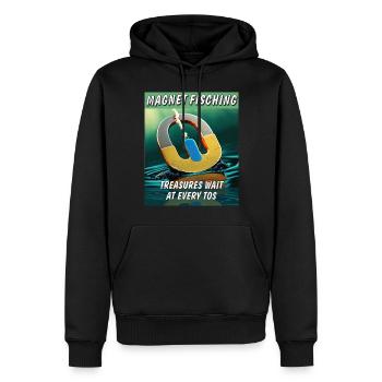 MAGNET FISCHING TREASURES WAIT AT EVERY TOS - Männer Premium Bio Hoodie - Schwarz - Vorne - Nico (187cm)