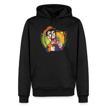MICROPHONE HOMME - Sweat à capuche Premium bio Homme - noir - Devant - Nico (187cm)