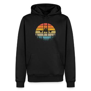 Airplane Tshirt Men's Helicopter Pilot Airplane - Men’s Premium Organic Hoodie - black - Front - Nico (187cm)
