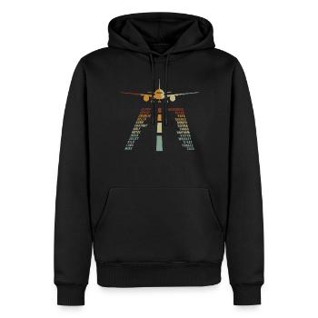 Airplane Tshirt Men's Helicopter Pilot Airplane - Men’s Premium Organic Hoodie - black - Front - Nico (187cm)