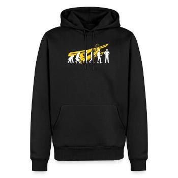 Airplane Tshirt Men's Helicopter Pilot Airplane - Men’s Premium Organic Hoodie - black - Front - Nico (187cm)