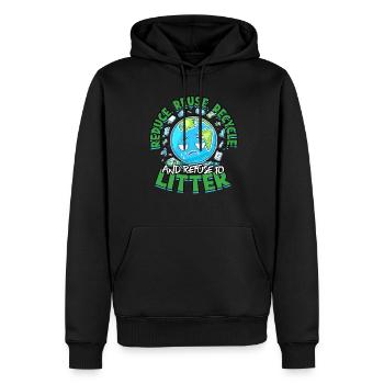 Reduce Reuse Recycle And Refuse To Litter - Männer Premium Bio Hoodie - Schwarz - Vorne - Nico (187cm)