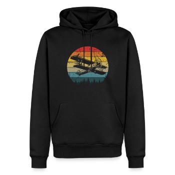 Airplane Tshirt Men's Helicopter Pilot Airplane - Men’s Premium Organic Hoodie - black - Front - Nico (187cm)