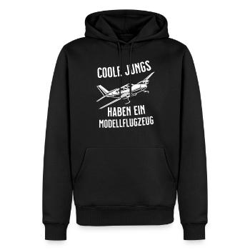 Airplane Tshirt Men's Helicopter Pilot Airplane - Men’s Premium Organic Hoodie - black - Front - Nico (187cm)