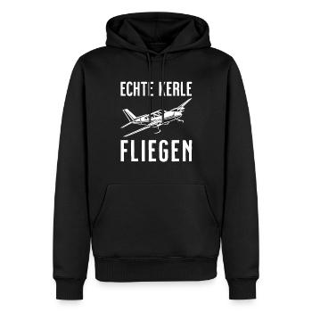 Airplane Tshirt Men's Helicopter Pilot Airplane - Men’s Premium Organic Hoodie - black - Front - Nico (187cm)