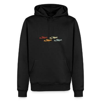 Airplane Tshirt Men's Helicopter Pilot Airplane - Men’s Premium Organic Hoodie - black - Front - Nico (187cm)