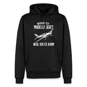 Airplane Tshirt Men's Helicopter Pilot Airplane - Men’s Premium Organic Hoodie - black - Front - Nico (187cm)