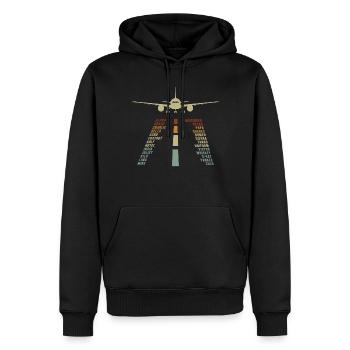 Airplane Tshirt Men's Helicopter Pilot Airplane - Men’s Premium Organic Hoodie - black - Front - Nico (187cm)