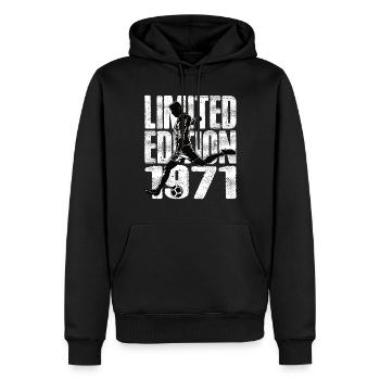 Édition limitée 1971 Édition limitée Football - Sweat à capuche Premium bio Homme - noir - Devant - Nico (187cm)