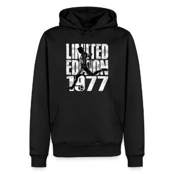 Édition limitée 1977 Édition limitée Football - Sweat à capuche Premium bio Homme - noir - Devant - Nico (187cm)