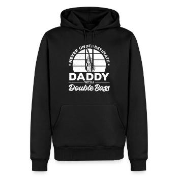 Never Underestimate Daddy With A Double Bass - Männer Premium Bio Hoodie - Schwarz - Vorne - Nico (187cm)