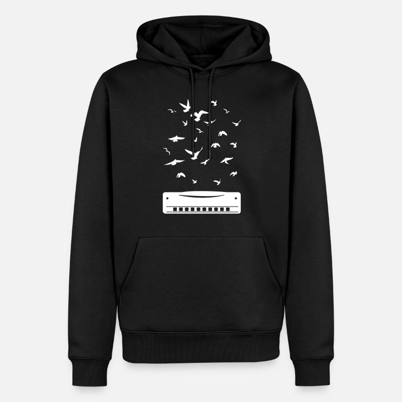 Playing Harmonica Player Harmonica Instrument - Männer Premium Bio Hoodie - Schwarz