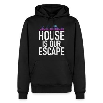 House Music, EDM, Rave, DJ, Electro, Deep House, Amoureux - Sweat à capuche Premium bio Homme - noir - Devant - Nico (187cm)