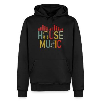 House Music, EDM, Rave, DJ, Electro, Deep House, Amoureux - Sweat à capuche Premium bio Homme - noir - Devant - Nico (187cm)