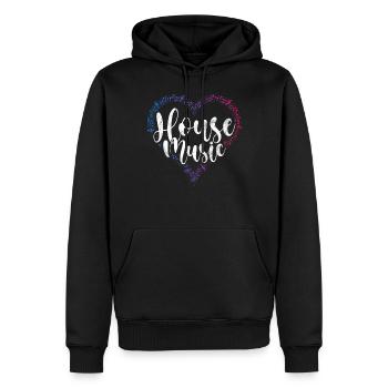 House Music, EDM, Rave, DJ, Electro, Deep House, Amoureux - Sweat à capuche Premium bio Homme - noir - Devant - Nico (187cm)