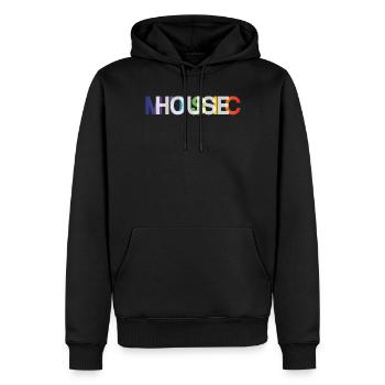House Music, EDM, Rave, DJ, Electro, Deep House, Amoureux - Sweat à capuche Premium bio Homme - noir - Devant - Nico (187cm)