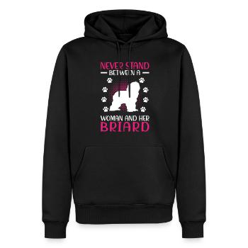 Briard Berger de Brie épouse et son Briard - Sweat à capuche Premium bio Homme - noir - Devant - Nico (187cm)
