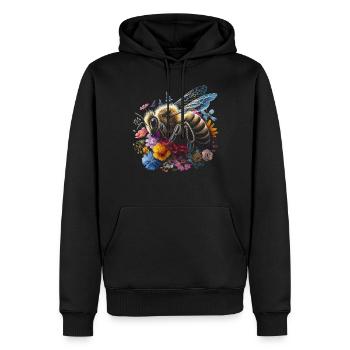 Cottagecore Hummel Auf Blumen - Männer Premium Bio Hoodie - Schwarz - Vorne - Nico (187cm)