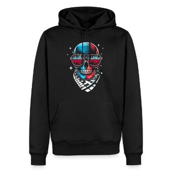 Crâne Avec Lunettes De Soleil House Musique Rave DJ - Sweat à capuche Premium bio Homme - noir - Devant - Nico (187cm)