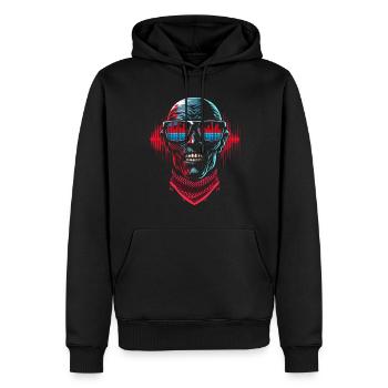 Crâne Avec Lunettes De Soleil House Musique Rave DJ - Sweat à capuche Premium bio Homme - noir - Devant - Nico (187cm)
