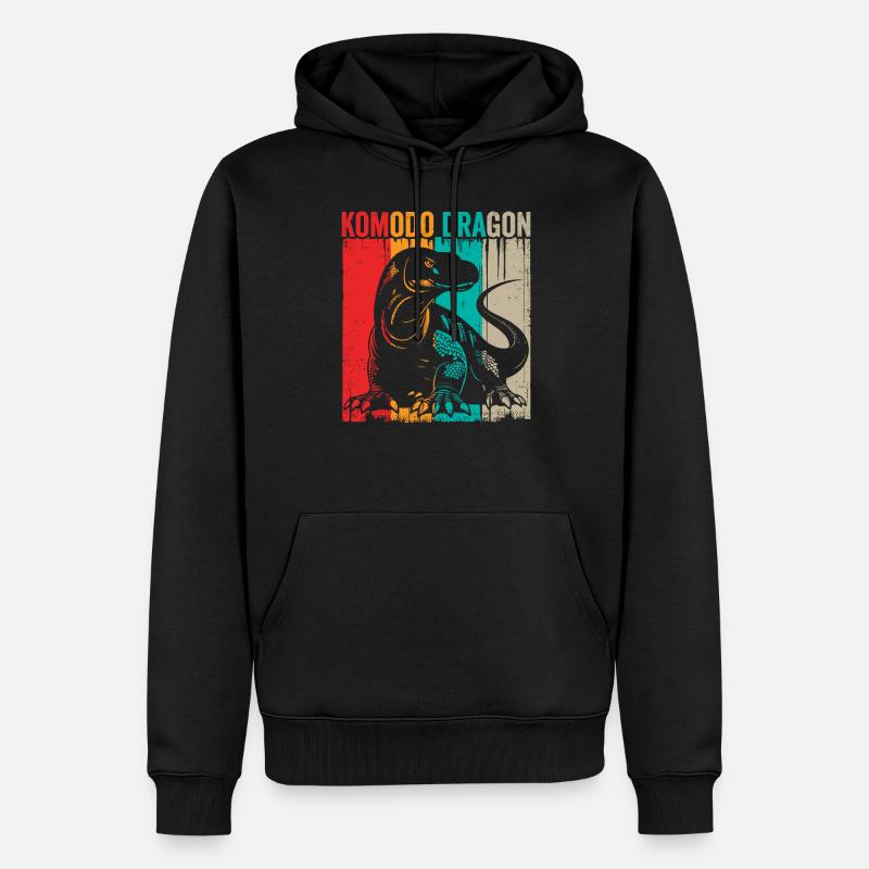 Rétro Komodo Dragon propriétaire, faune, - Sweat à capuche Premium bio Homme - noir