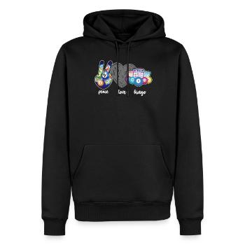 Joueur de bingo Peace Love Bingo - Sweat à capuche Premium bio Homme - noir - Devant - Nico (187cm)