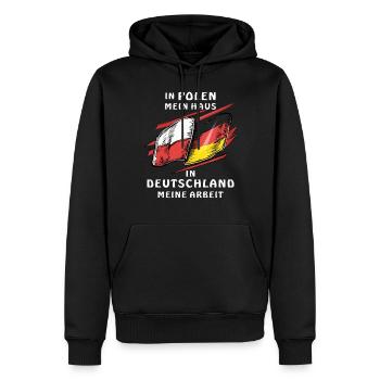 MAISON DE POLOGNE ALLEMAGNE TRAVAIL - Sweat à capuche Premium bio Homme - noir - Devant - Nico (187cm)