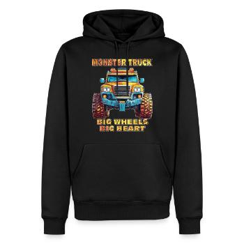 AUTO MONSTER TRUCK BIG WHEELS BIG HEART - Männer Premium Bio Hoodie - Schwarz - Vorne - Nico (187cm)