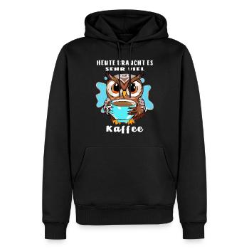 EULE SEHR VIEL KAFFEE - Männer Premium Bio Hoodie - Schwarz - Vorne - Nico (187cm)