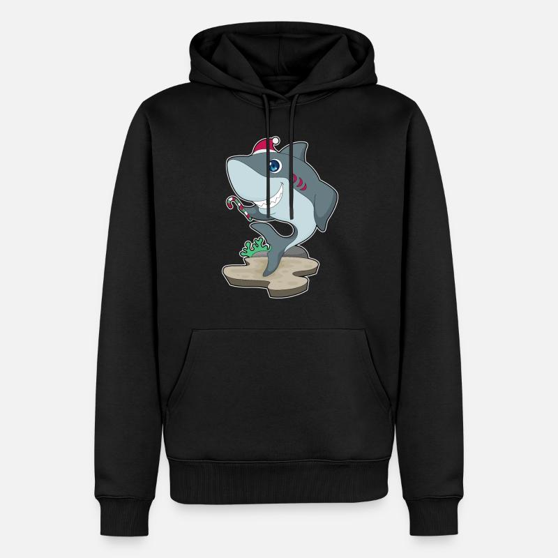 Requin Canne de Noël - Sweat à capuche Premium bio Homme - noir