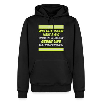 Tshirt pompier pompier pompier pompier 112 - Sweat à capuche Premium bio Homme - noir - Devant - Nico (187cm)