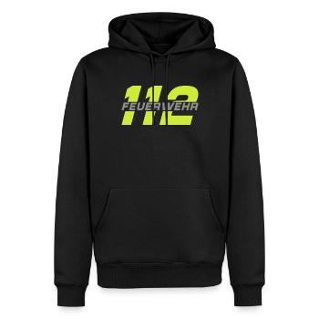 Tshirt pompier pompier pompier 112 - Sweat à capuche Premium bio Homme - noir - Devant - Nico (187cm)