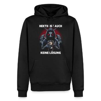 Hustle and bustle is not a solution either - Men’s Premium Organic Hoodie - black - Front - Nico (187cm)