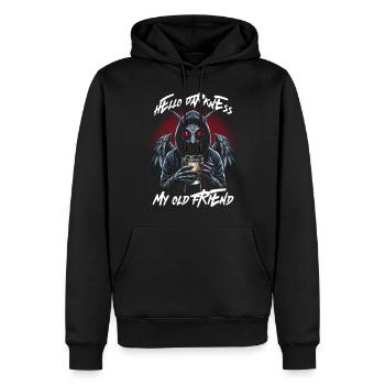 Hello Darkness My Old Friend - Männer Premium Bio Hoodie - Schwarz - Vorne - Nico (187cm)