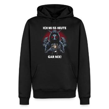 Je n’ai rien à faire aujourd’hui - Sweat à capuche Premium bio Homme - noir - Devant - Nico (187cm)