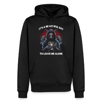 C’est une belle journée pour me laisser tranquille - Sweat à capuche Premium bio Homme - noir - Devant - Nico (187cm)