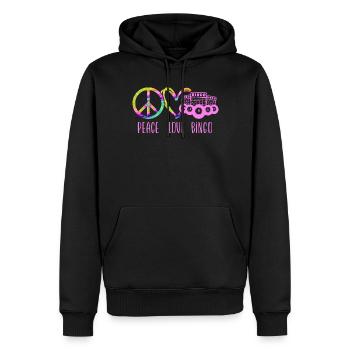Joueur de bingo Peace Love Bingo - Sweat à capuche Premium bio Homme - noir - Devant - Nico (187cm)