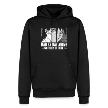 Papa Anime Comme Un Papa Ordinaire Otaku Manga Japonais - Sweat à capuche Premium bio Homme - noir - Devant - Nico (187cm)
