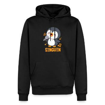 Singender Pinguin: Singuin - Männer Premium Bio Hoodie - Schwarz - Vorne - Nico (187cm)