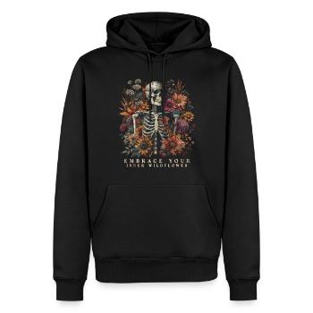 Cottagecore Embrace Your Inner Wildflower - Männer Premium Bio Hoodie - Schwarz - Vorne - Nico (187cm)