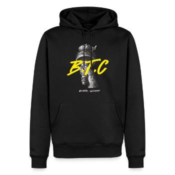 Bitcoin Never Sleeps Bitcoin Btc Crypto Währung - Männer Premium Bio Hoodie - Schwarz - Vorne - Nico (187cm)